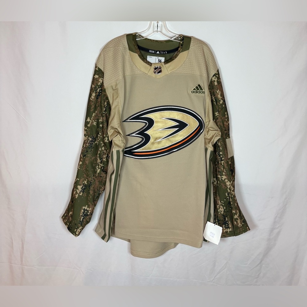 Adidas MiC Anaheim Ducks Military Appreciation Team Issued Hockey Jersey Size 56